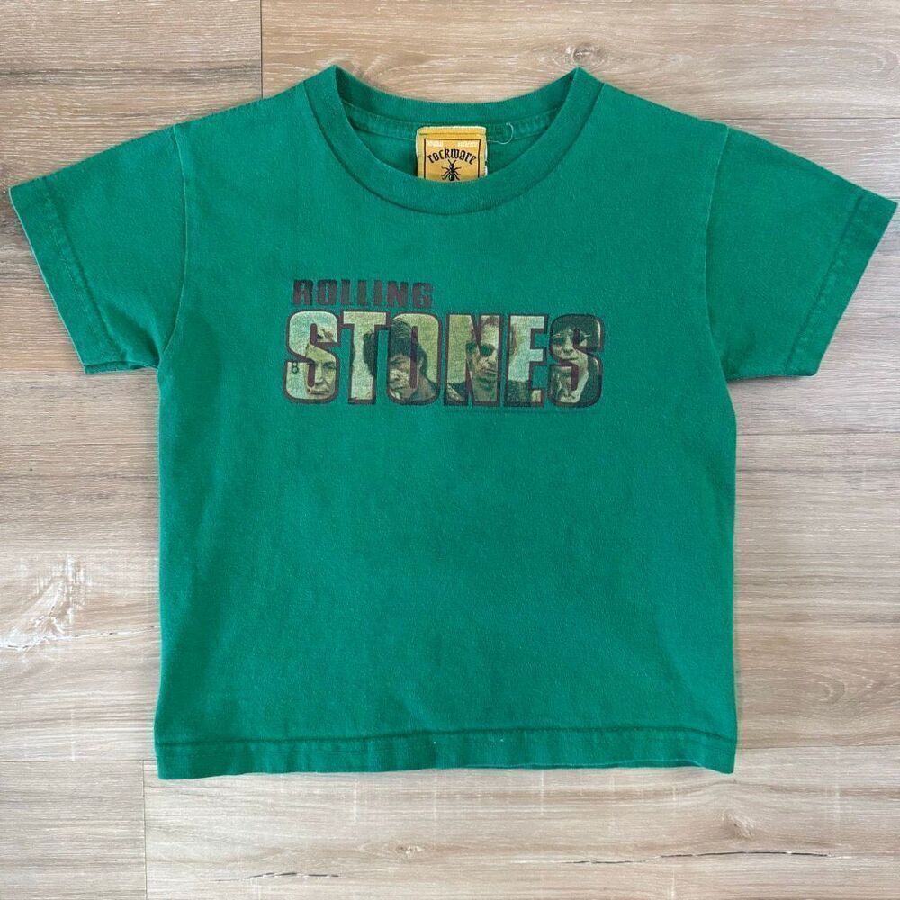 Vintage The Rolling Stones 2005 Kids Green Shirt Size 4T 100% Cotton Classic Y2K